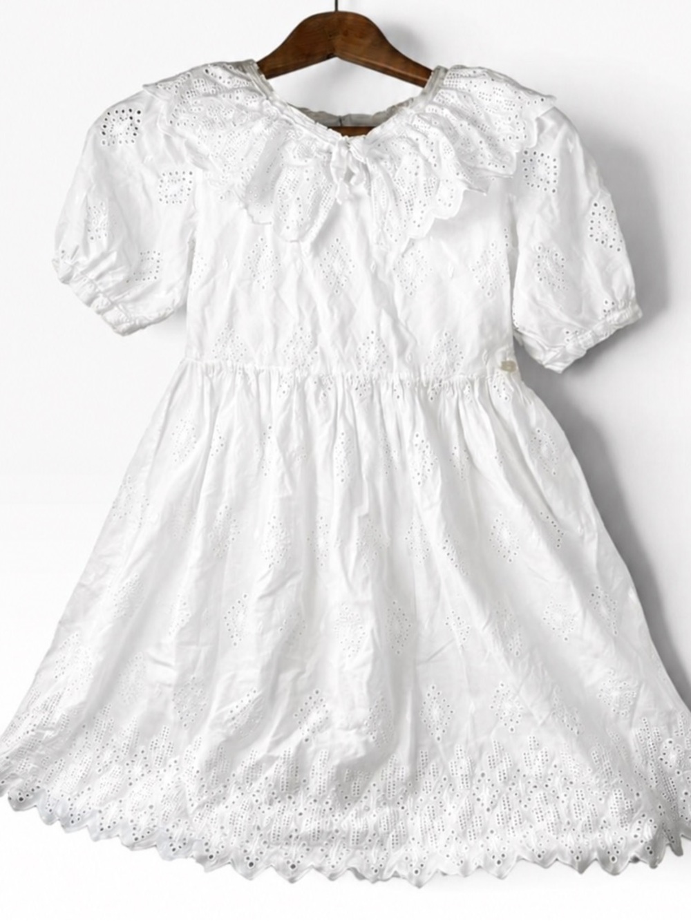 White Eyelet 100% Cotton Eyelet Lace Dress Girls Size 10 Heirloom Garden Party